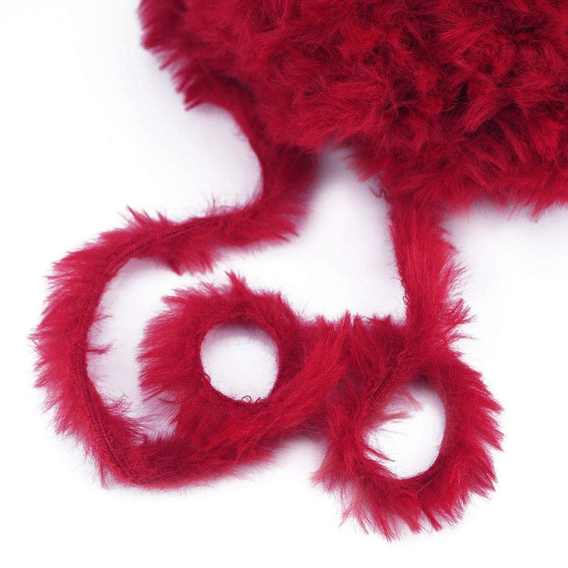 NICEEC 2 Skeins Faux Fur Yarn Super Soft, Chunky & Fluffy, Eyelash Yarn for Crochet & Knitting (Total Length 70yds,3.53oz) - Red - Image 3